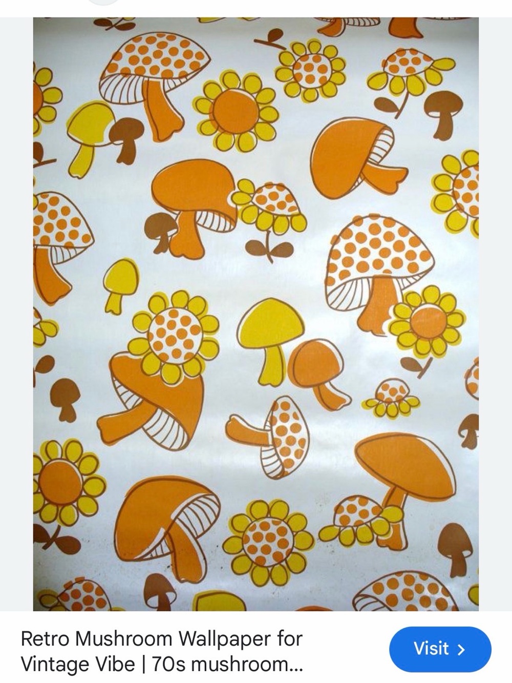 Vintage 70’s Mushroom comar plastic shelf liner- new